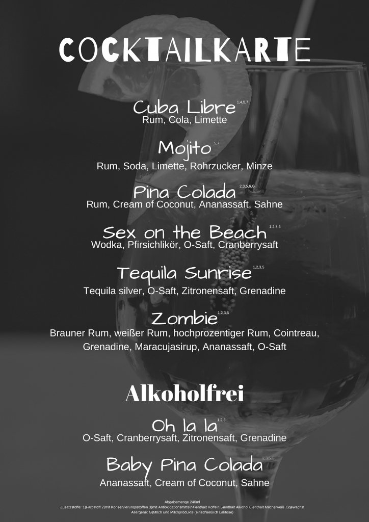 Cocktailkarte